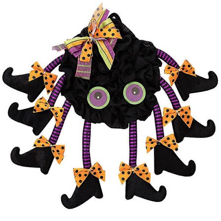 2025 Halloweenkrans til hoveddør, Halloween-krans i edderkoppestil, Halloween-dekoration til indendørs brug