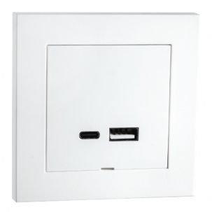 SG USB A+C 3A innfelt Hvit