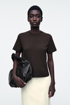 COS Women's Clean Cut Regular T-Shirt in Brown