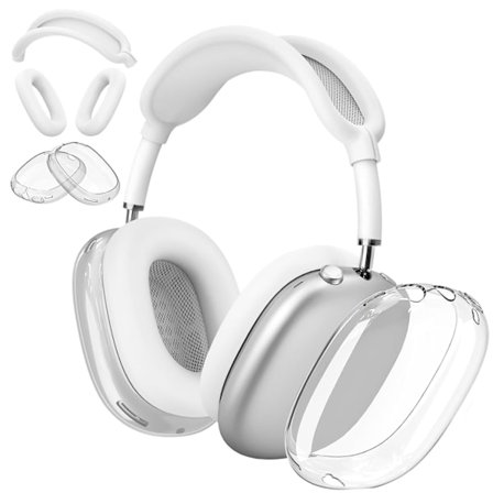 Silikone Beskyttelsesetui til Airpods Max Hovedtelefoner med Beskyttelsesetui/Ørekopper/Hovedbøjlebetræk (TPU Hvid)