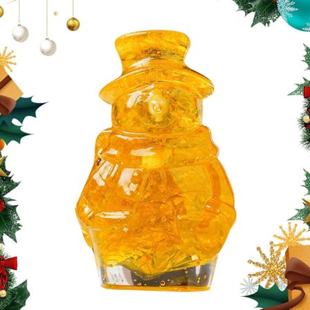 Krystall Snømann Figurer - 3D Julekolleksjon Miniatyr, Gul