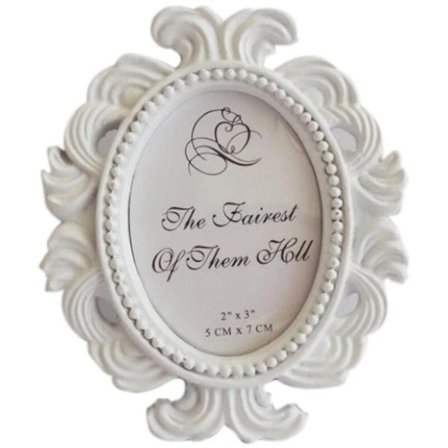 Fargerik Oval Barokk Bilderamme Enkle Husholdningsartikler (9,5X8 Hvit)