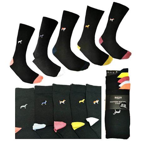 5 Par Herr Strumpor med hundmotiv Storlek 43-46