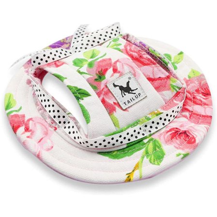 Hundskyddshatt med rund brätte, cap som andas utomhus för sommarhund med öronhål och justerbar hakrem för små medelstora hundar