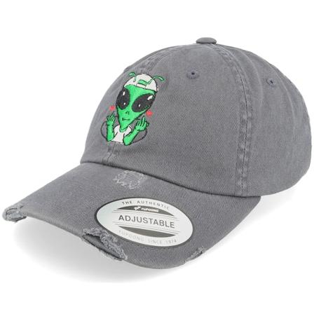 Abducted - Harmaa unconstructed Lippis - Thug Alien Fu Grey Destroyed Dad Cap @ Hatstore