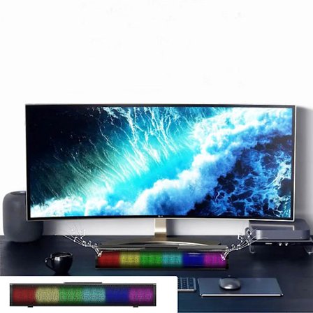 Bluetooth-højttaler, lang lydforstærker, LED-pickup-lys, subwoofer, computer-skrivebord, lang batterilevetid