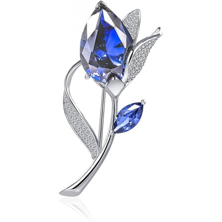 Broschenål til kvinder sølvblå syntetiske ædelstensblade kubisk zirkonia mode bryllup brude tørklæde brud smykker gaver