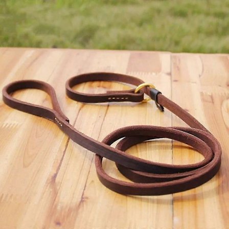 Hundesnor i ægte læder, justerbar hundesnor med glidekæde og stærk flad lædersnor til store hunde 1,2 CM x 170 CM