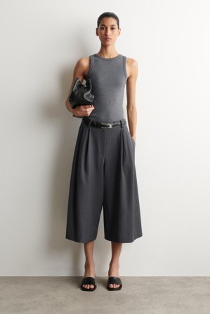 COS Pleated Wool-Blend Culottes in Grey - Women
