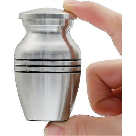 Mini Sølv Metall Urne for Aske med Fløyelsveske