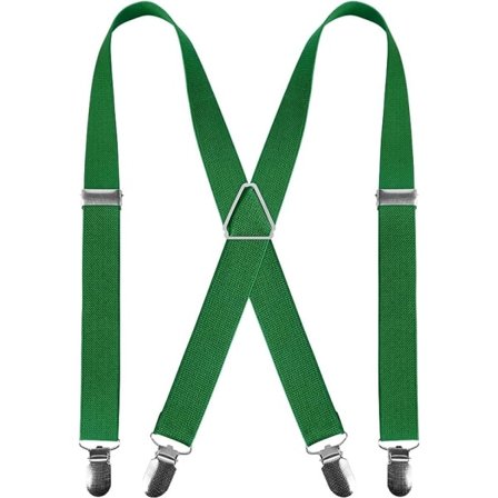 Seler for menn med 4 klips X-form, justerbare elastiske seler for herrebukser, seler for menn bryllup business casual (Grønn)