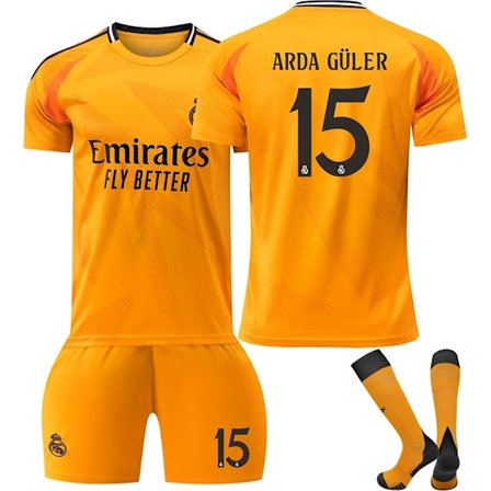 2024-2025 Real Madrid bortedrakter for barn og voksne, ny sesongs nyeste fotballdrakter ARDA GÜLER Nr. 15
