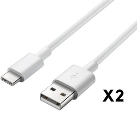 USB-C-kabel för Xiaomi Mi 10T LITE 5G - Mi 10T - Mi 10T PRO - Laddkabel Typ USB-C Vit 1 Meter [PACK 2] Phonillico