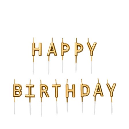 Design House 95 Tårtljus "Happy Birthday" guld Ljus & ljusstakar ONESIZE