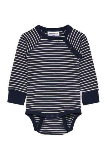 Geggamoja Body L.s Navy Beige Stripe - Navy - 74/80