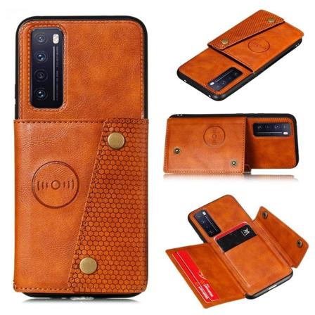 Huawei P Smart 2021 - Tyylikäs kansi korttitelineellä RETRO Ljusbrun