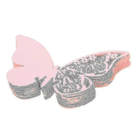 50 stk. Sommerfugl Præcist Skåret Vinglas Papir Navne Bordkort