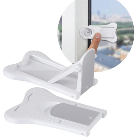 Vindueslås 2 stk. Vinduesbegrænser Faldsikring Låsbar Vinduesgreb Børnesikring Vinduesbegrænser Låse til Skydedøre Skydedøre Hvid