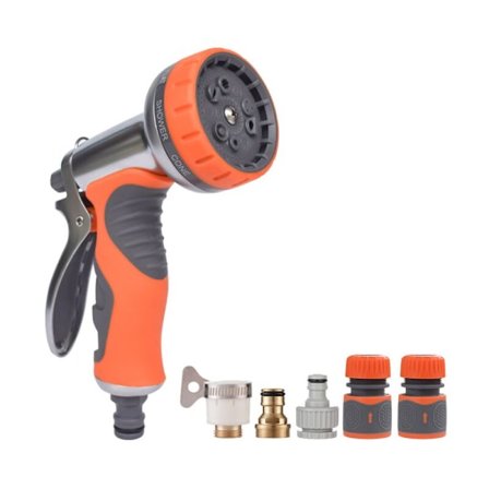 Trädgårdsduschspridare Läge Metall Multi Bevattning Trädgård Handhållen Dusch Metall Trädgårdsslang Spraypistol för Bevattning Biltvätt Husdjursbad 