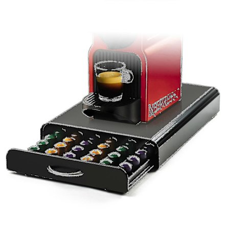 50 Pod Holder Stilfuld Sort Kapsel Organiseringsskuffe Opbevaring & Kaffemaskine Stand Skridsikre Fødder -