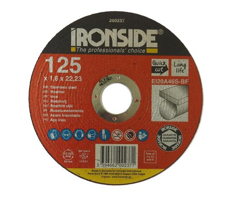 Ironside 200237 Kapskiva 125 mm, F41, EI20, Inox 125x1,6x22 mm, Kapa, slipa & polera