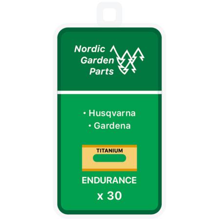 Nordic Garden Parts Endurance titaanipinnoitetut terästerät Husqvarnalle ja Gardenalle 30 kpl