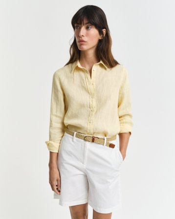 GANT Damen Regular Fit Leinenbluse (42) Gelb