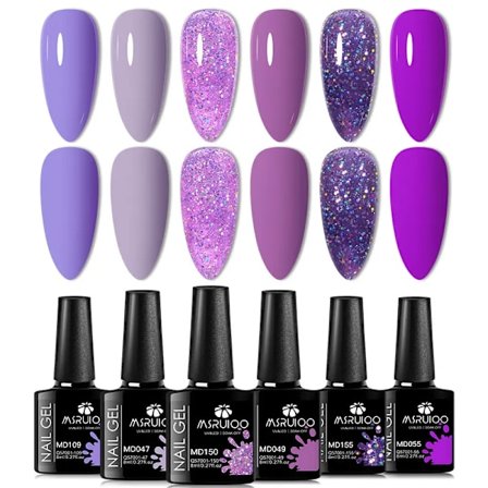 6st All-season Gel Nagellack Set Nude Rosa Röd Glitter Semi Permanent UV Gel Polish Kits Allt För Manikyr Soak Off Vernis