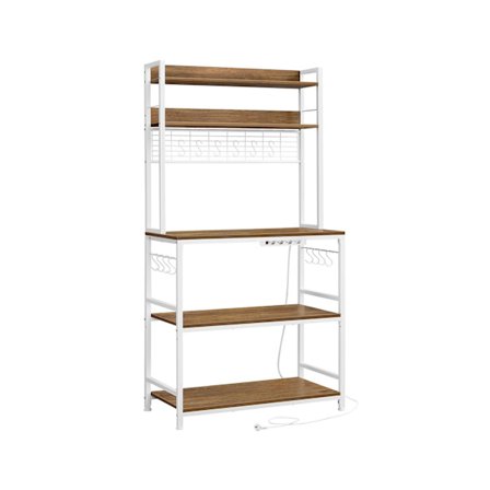 Rootz 5-trins kagerol - Cupcakestativ - Spånpladestålkonstruktion - Lys valnød brun-hvid - 40 cm x 80 cm x 170 cm - Nem montering - Robust design - Mu