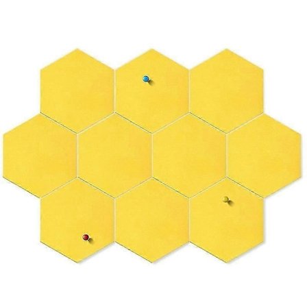 10 Pakker Pinnetaffel Sekskantet Filt Tavle Fliser Oppslagstavle Memotavle med 10 Stykker Tegnestifter, Dec