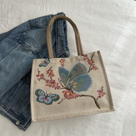 Tecknad tygväska Broderad axelväska 3 3