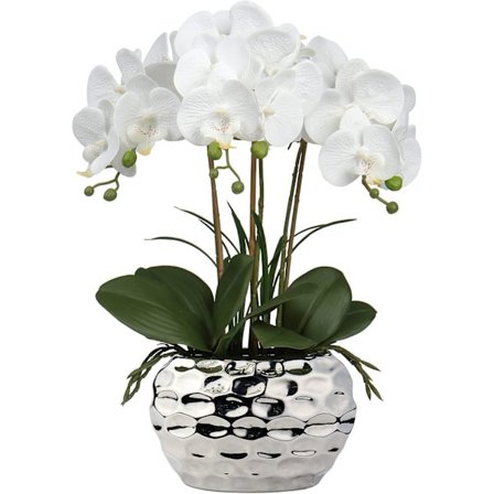 Konstgjorda Orkidéer Dekorativa Som Riktiga Blommor Lätt Keramikkruka Borddekoration Fönsterbräda Höjd 47 cm Vit