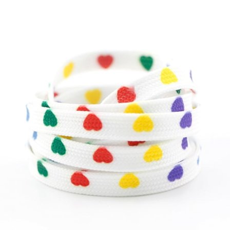 Ett par femfärgade love 120cm skosnören, färgglada canvasskor