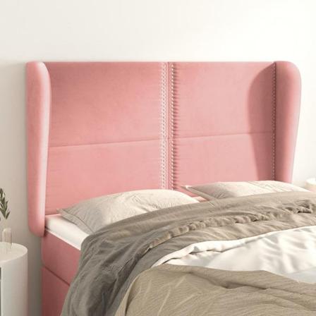 Vidaxl Huvudgavel Med Kanter Rosa 147x23x118/128 Cm Sammet Rosa