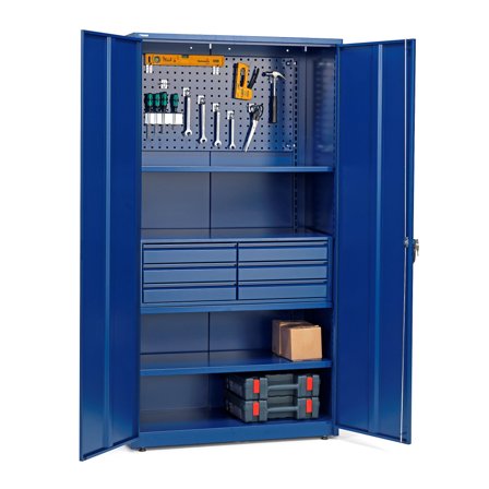 Werkzeugschrank SUPPLY mit Zylinderschloss, 1900 x 1020 x 500 mm, blau