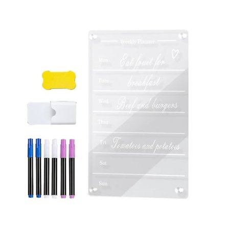 Klar Akryl Magnetisk För Kylskåp 9x13in Veckoplaneringstavla Torr Radering Kylskåp För Återanvändbar Planerare Med Dr