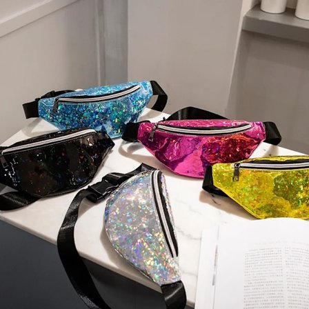 New Fashion Sequins Holographic Fanny Pack Feminina Waist Pack Women's Laser Chest Bag Women Belt Bag Bum Bag
