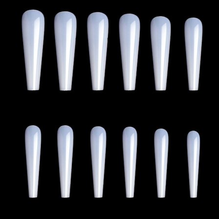 504 stk. XXL Lange Ballerina Kiste Tryk På Negle Fuld Dækning Kunstige Negle Firkantede til Neglekunst Design Klare og Naturlige