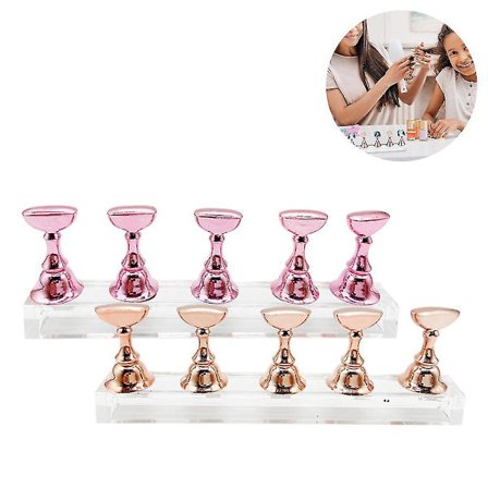 2 Sett Akryl Neglekunst Øvingsstativer Magnetiske Neglespissholdere