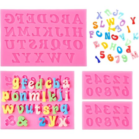 4 stk. Silikoneforme Bogstaver og Silikoneforme, Tal 0-9 og AZ Bogstaver Silikoneforme, til Dekoration af Kage Cupcake Slik DIY Fest