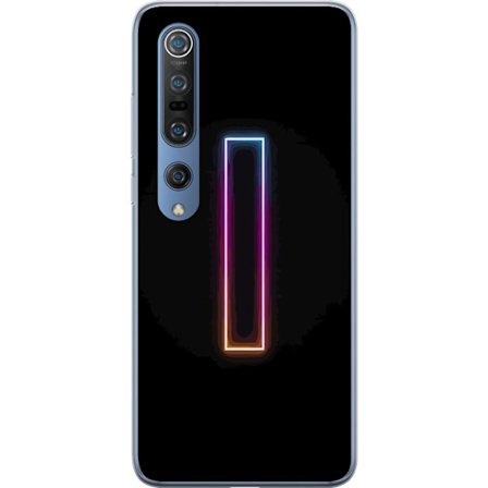 Kompatibel Mobilcover til Xiaomi Xiaomi Mi 10 Pro 5G Minimalistisk neonbogstav I i regnbuefarver mod mørk baggrund
