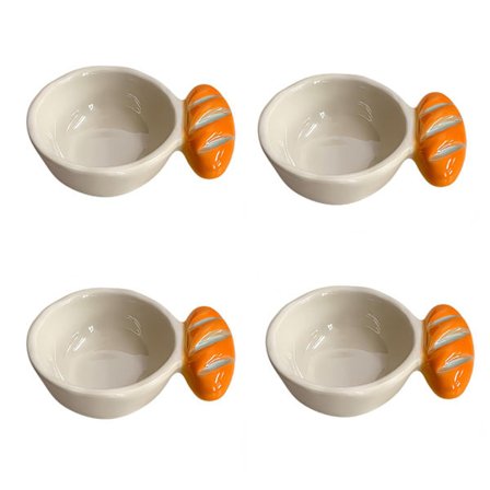 Særpræget keramisk brød gul dyppeskål sæt: Opvaskemaskine sikre sauceskåle til hjemmespisning, festservering og kreative krydderier (4 stk)