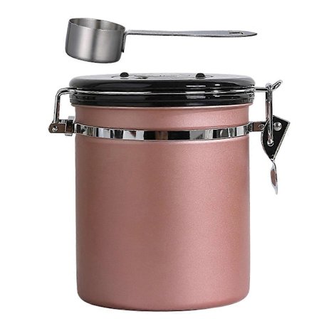 1,5L Bronze Rustfrit Stål Lufttæt Kaffebeholder med Datomarkering til Kaffe, Vakuumforseglet Lufttæt Beholder, Kaffekrukke 1500ML, Co LGL