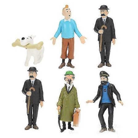 6 st Tintin Figurer Leksaksmodell kk, samlarfigurer.