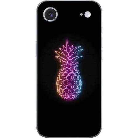 Yhteensopiva Puhelinkuori Apple Apple iPhone 17 Air Neonkuvitus ananaksesta värikkäässä valossa mustaa taustaa vasten