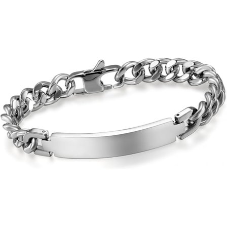 Personlig armbandskedja för män med rostfri stålplatta, justerbart polerarmband för män pojkar, present till alla hjärtans dag julfödsel