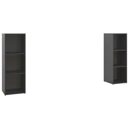Vidaxl Tv-skåp 2 Delar Grå Högglans 107x35x37 Cm Konstruerat Trä Grå