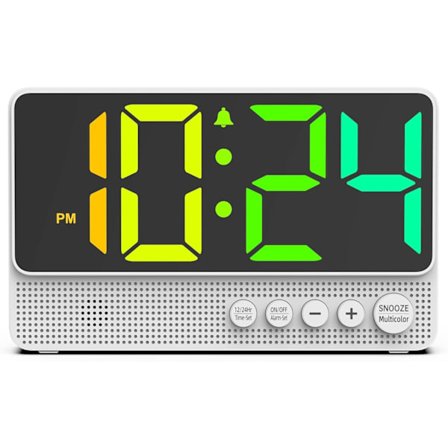 Vækkeur til Soveværelse, Lille LED Digitalt Ur med Store Tal, RGB Display, Høj Alarm, Moderne Elektrisk Køligt Ur til SKRIVEBORD