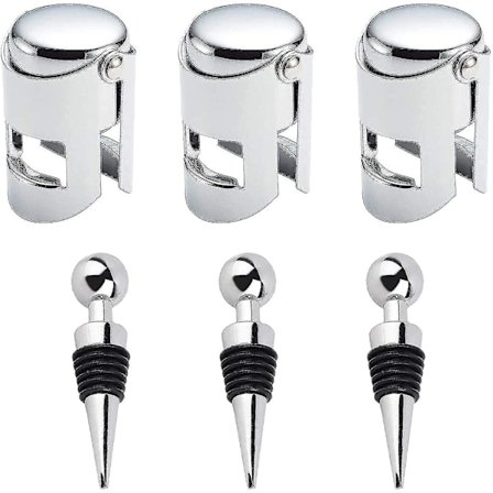 Sæt med 6 Flaskepropper Vin Champagne Propper Rustfrit