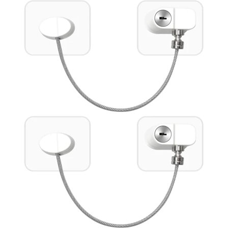 2-pack kylskåpslås med nycklar, vit barnsäker självhäftande W